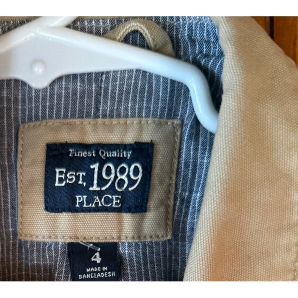The Children's Place‎ Boys Blazer Jacket Size 4 Khaki Casual Dressy Layering